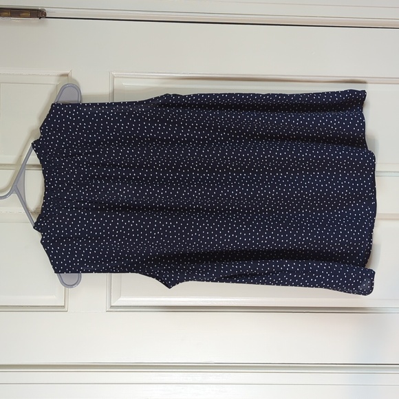 LOFT Women's Navy Blue With White Polka Dot Sleeveless Blouse / Tank - L - NWT - Picture 6 of 10